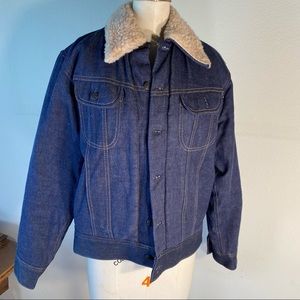 Vintage National Shirt Shops denim faux shearling lined denim jacket